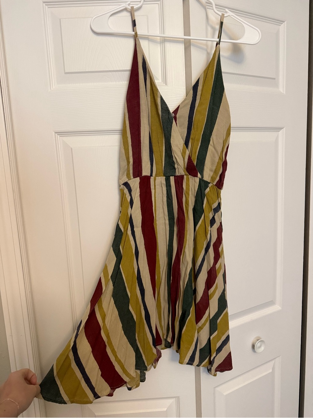 Striped V-Neck Spaghetti Strap Mini Dress - Multi